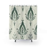 Sage Green Damask Shower Curtain, Bath Mat Set, Boho Floral Bathroom Decor, Vintage Botanical Cottagecore Housewarming Gift for New Home thumbnail 5