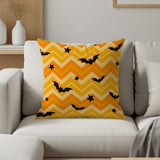 Cute Halloween Bat Chevron Woven Blanket, Soft Velveteen Throw, Spooky Stars Pillow Cover, Orange & Yellow Fall Decor thumbnail 20