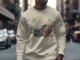 Grand Wagoneer T-Shirt, Beach Car Tee, Vintage Car Shirt, Classic SUV Tee, Summer Vibes, Palm Trees, Beach Scene, Automotive Gift thumbnail 1