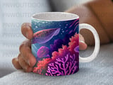 Vibrant Deep Sea Squid Mug Sublimation Wrap Digital Download - Fantasy Ocean Creature Coral Reef Art for 11oz & 15oz Cup Designs thumbnail 5