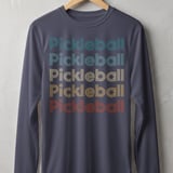 Pickleball Sport-Tek Long Sleeve Tee, Retro Striped Font Multi Line Pickleball Repeat Graphic, Sun Shield Shirt thumbnail 5