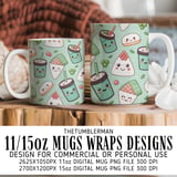 Kawaii Sushi & Boba Tea Pattern Digital Size Bundle Png thumbnail 4