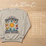 Teacher Appreciation Shirt, We Are All Different But In This School We All Shine Together Planets Space Vintage T-Shirt Sweatshirt thumbnail 15