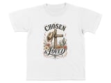 Christian Chosen Loved Youth T-Shirt, 1 Peter 2:9 Scripture Western Boho Faith Tee, Cowgirl Aesthetic Distressed Graphic Shirt thumbnail 3