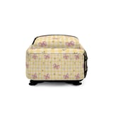 Pink Bow Gingham Backpack, Cute Coquette Aesthetic Spiral Notebook, Yellow Cottagecore Soft Girl School Bag, Preppy Teen Kawaii Book thumbnail 9