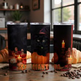Personalized Halloween Tumbler, Black Cat Tumbler, Witch Cat Tumbler, Halloween Decor, Spooky Tumbler, Custom Name Tumbler thumbnail 4