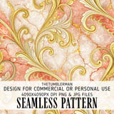 Gold Floral Tumbler Design, Marble Digital Paper, Flower Junk Journal, Printable Tumbler PNG, Scrapbooking Paper thumbnail 1