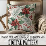 Watercolor Poinsettia Tumbler, Christmas Digital Paper, Floral Scrapbook, Holly Printable PNG, Holiday Junk Journal, Flower Background thumbnail 5