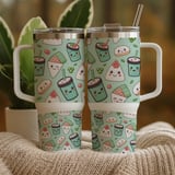 Kawaii Sushi & Boba Tea Pattern Digital Size Bundle Png thumbnail 9