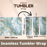 20 oz Tumbler Wrap, Blue Gold Marble Sublimation Design, Straight and Tapered, Digital Download, Tumbler Design thumbnail 5