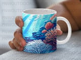 Underwater Coral Reef Mug Wrap Digital Design 11oz 15oz Sublimation PNG for Ocean Lovers | Marine Life Tropical Fish Scene Gift thumbnail 5