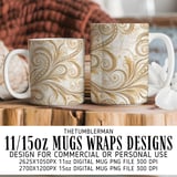 Golden Swirls Tumbler Design, Digital Papers, Floral Backgrounds, Junk Journal Pages, Printable PNG, Scrapbooking Paper thumbnail 4