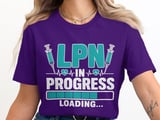 LPN T-Shirt: Future Practical Nurse, Nursing Student Loading Bar Design with Syringes thumbnail 2