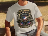 U.S. Army T-Shirt with Faux Gold Effect Military Crest Design, Patriotic Veteran Gift for Service Members and Families thumbnail 4