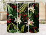 Botanical Tumbler Sublimation Design, Dark Floral 20oz Skinny Tumbler Wrap PNG, Vintage Fern & Berry Wildflower Seamless Digital thumbnail 10