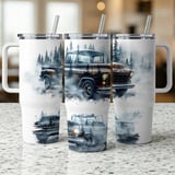 40oz Vintage Truck Tumbler Wrap Digital Design Rustic Pine Forest Sublimation PNG Classic Car Enthusiast Gift thumbnail 5