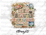 Seek Beauty Everywhere Tumbler PNG Sublimation Design, Inspirational Quote Collage Wrap, 20oz Skinny Straight & Tapered Digital Download thumbnail 8