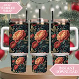Peony Flower Tumbler, Digital Paper, Watercolor Floral Background, Junk Journal, Printable Tumbler PNG, Digital Scrapbooking Paper thumbnail 8