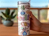 Feelin' Lucky Tumbler PNG, Good Luck Sublimation Design for 20oz Skinny Tumbler, Lucky Charm Collage Wrap Digital thumbnail 4