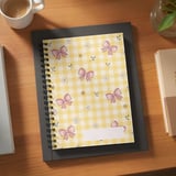 Pink Bow Gingham Backpack, Cute Coquette Aesthetic Spiral Notebook, Yellow Cottagecore Soft Girl School Bag, Preppy Teen Kawaii Book thumbnail 2