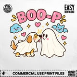 Puppy Ghost Boop Halloween T-Shirt with Sheet Costume Bat Cloud Stars Hearts Graphic Print thumbnail 1
