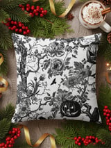 Gothic Toile Halloween Woven Blanket, Vintage Dark Academia Throw Pillow & Tapestry Blanket, Spooky Victorian Botanical Pumpkin Home Decor thumbnail 18