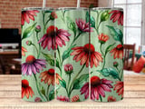 Echinacea Tumbler Wrap PNG Digital Design, Watercolor Floral 20oz Skinny Tumbler Sublimation Seamless File, Instant Download thumbnail 8