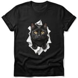 Black Cat Peeking T-Shirt thumbnail 2