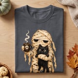 Mummy and Black Cat Coffee Tee thumbnail 1