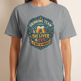 Drinking Team T-Shirt, Funny Beer Lover Gift, 'The Liver Is Evil' Punished Liver Graphic Tee, Bar Humor College Party Shirt for Him thumbnail 6