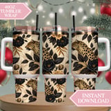 Digital Leopard Pattern, Floral Digital Paper, Animal Print, Digital Bundle, Seamless Pattern, Commercial Use, Printable Pattern, PNG JPG thumbnail 10
