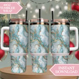 Blue Gold Marble Tumbler Digital, Watercolor Backgrounds, Floral Papers, Junk Journal Pages, Printable PNG, Scrapbooking Paper thumbnail 8