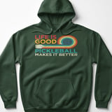 Pickleball Gildan Fleece Hoodie, Life Is Good Pickleball Makes It Better, Retro Graphic Court Pullover thumbnail 5