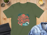 Beach Mama Retro Shirt, Vintage Tropical Beach Mama Tee, Summer Vacation Gift for Her, Coastal Mom Life Top, Groovy T-Shirt thumbnail 4