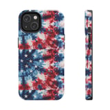 Tie Dye Tote Bag, Phone Case: Patriotic Stars, Red White Blue thumbnail 7