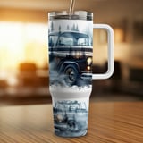 40oz Vintage Truck Tumbler Wrap Digital Design Rustic Pine Forest Sublimation PNG Classic Car Enthusiast Gift thumbnail 12