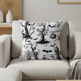 Gothic Toile Woven Blanket, Vintage Halloween Throw Pillow Spooky Skeleton Skull Decor, Dark Academia Cottagecore Tapestry Blanket thumbnail 20