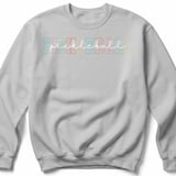 Pickleball Gildan Crewneck Sweatshirt, Retro Pastel Varsity Pickleball Script, Court Warm Up Pullover thumbnail 7
