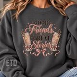 Good Friends Great Stories PNG, Girls Night Cocktail Sublimation Design, Coquette Bestie Champagne Clipart, Galentines Day Graphic thumbnail 8