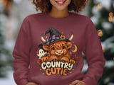 Highland Cow Halloween Sweatshirt Hoodie, Country Cutie Witch Cow Fall Tote Bag, Cute Ghost Pumpkin Autumn Graphic Spooky Season Gift thumbnail 2