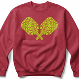 Pickleball Gildan Crewneck Sweatshirt, Crossed Paddles Ball Pattern Graphic, Court Warm Up Apparel thumbnail 5