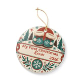 Baby First Christmas Ornament Personalized, Custom Name Year Winter Booties Keepsake, Retro Holiday Tree Decor Gift for New Mom Dad thumbnail 5