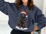 Black Labrador Retriever Christmas Dog Reindeer Antlers Santa Hat Holiday Lights Graphic Standard T-Shirts thumbnail 10