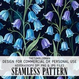 Bluebell Flower Tumbler, Digital Download, Watercolor Floral, Scrapbook Paper, Floral Junk Journal, Dark Bluebell, Tumbler Design PNG thumbnail 1