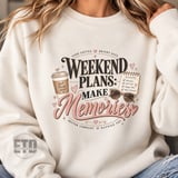 Weekend Plans Make Memories PNG, Coffee Lover Retro Weekend Vibes Clipart, Inspiring Quote Summer Travel Graphic thumbnail 19