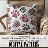 Digital Bundle Pattern, Hearts and Paw Prints, Seamless Pattern, Valentine Sublimation Design, Pet Lover, PNG, JPG, Digital Paper, Fabric thumbnail 5