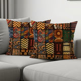 Global Boho Mosaic Velveteen Blanket, African Tribal Art Throw Pillow, Earthy Textured Woven Blanket, Unique Home Decor Gift thumbnail 3