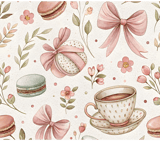 Digital Pattern Bundle, Macarons, Bows, Flowers, Digital Paper, Seamless Pattern, Scrapbooking, Fabric Design, Commercial Use, Digital thumbnail 8