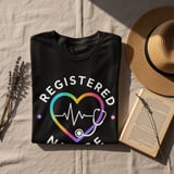 Registered Nurse T-Shirt: Watercolor Heart, Stethoscope, RN Nursing Tee thumbnail 9