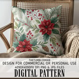 Watercolor Poinsettia Tumbler, Floral Digital Paper, Christmas Tumbler Design, Junk Journal Pages, Scrapbooking Paper, Printable PNG thumbnail 5